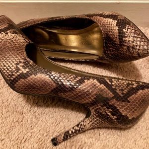 Faux snakeskin heels